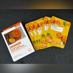 5 items x $25 - 5 pack korean Orange Radiant Glow Facial Sheet Mask Pack NEW